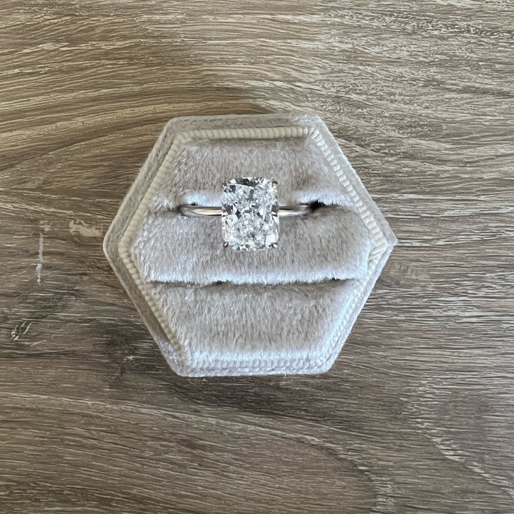 3.55 Lab Grown Cushion Cut Engagement Ring